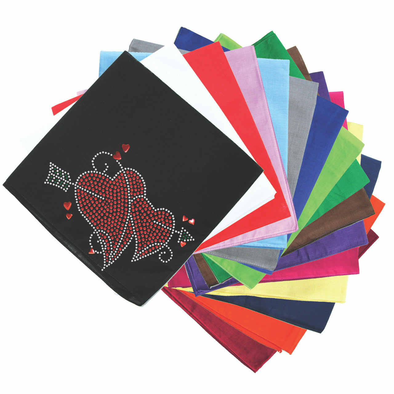 Red Rhinestone Hearts with Arrow Bandanna