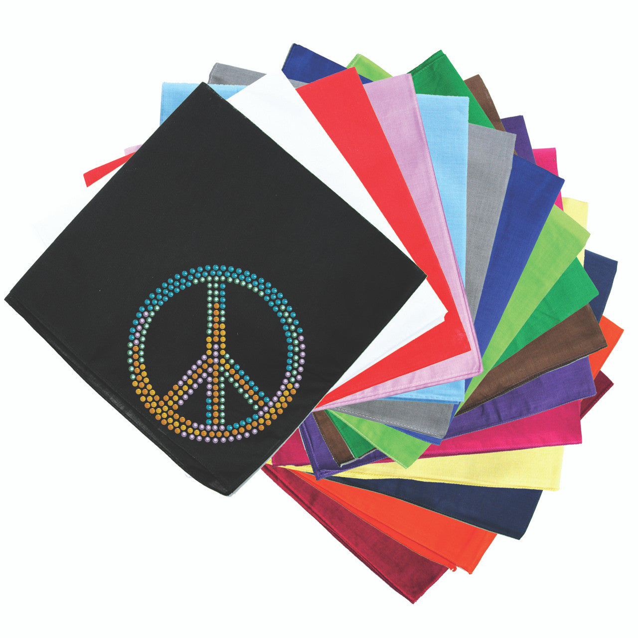 Peace Sign (Blue, Orange, Yellow, & Green) - Bandanna