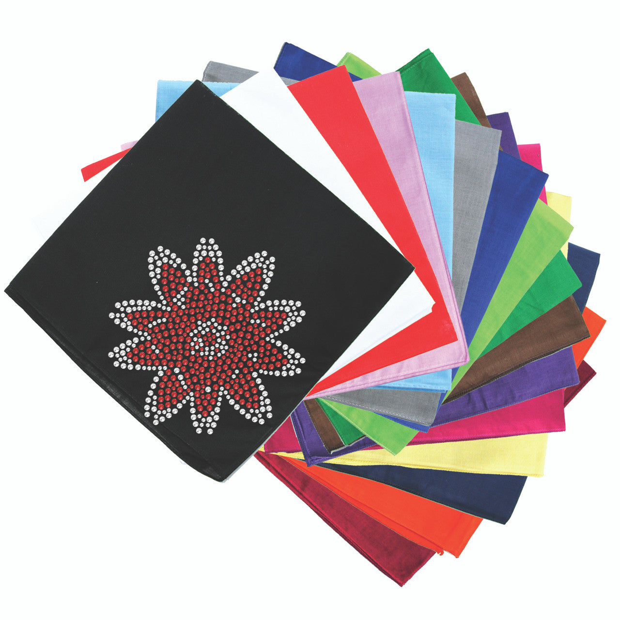 Red Rhinestone Flower - Bandanna