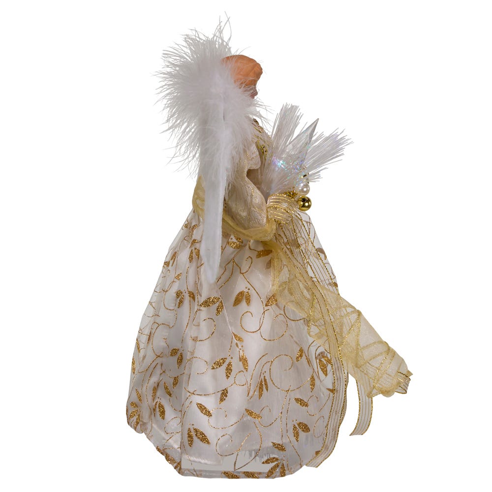 Kurt Adler 12-Inch Battery-Operated Fiber Optic Gold Angel Tree Topper with Color Changing LED Lights