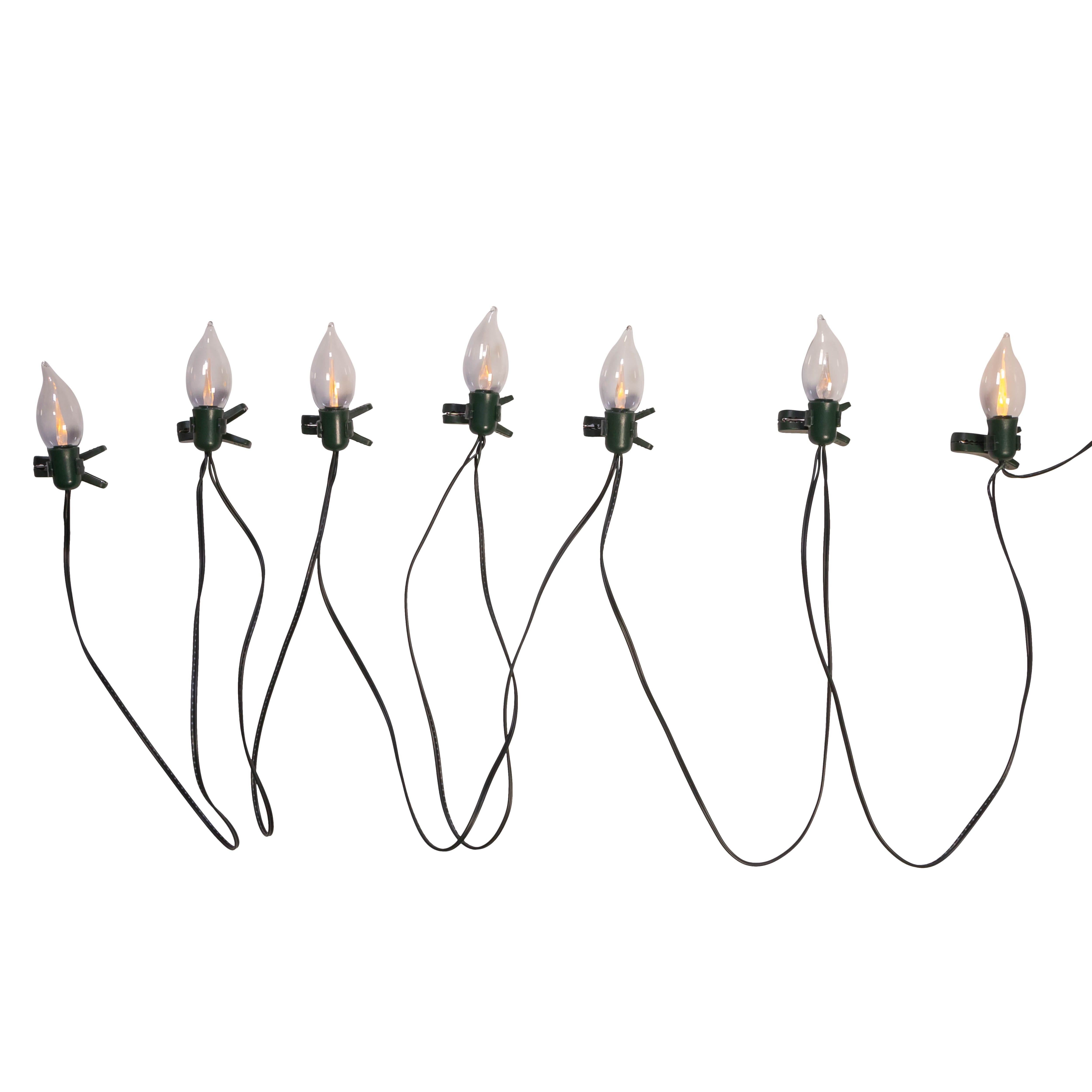 Kurt Adler Battery-Operated 7-Light Flicker Flame Light Set with Clips