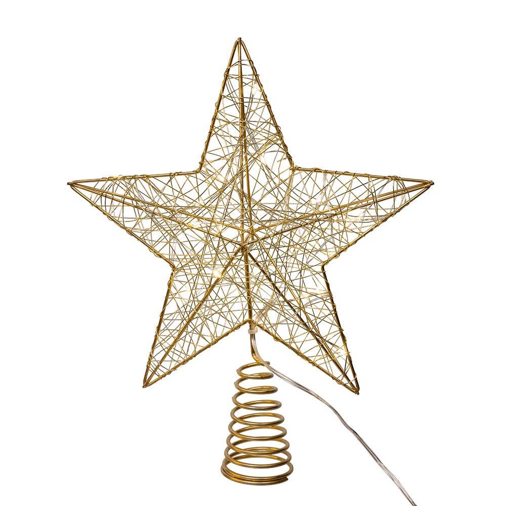 Kurt Adler 11.8-Inch Battery Operated 5-Point Metal Star Tree Topper