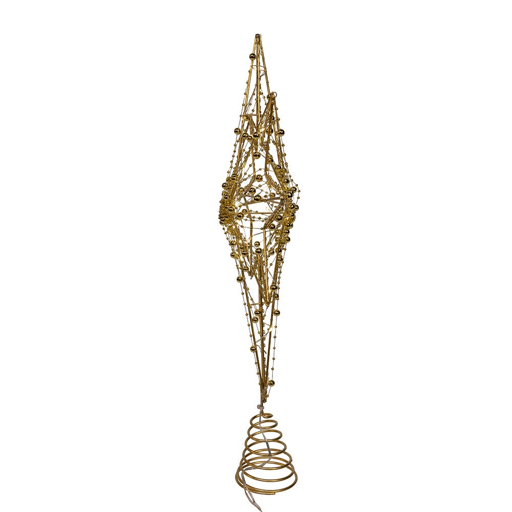 Kurt Adler 19.7-Inch Battery Operated LED Lighted 8-Point Gold Metal Star Tree Topper