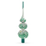 Dimensional Rope and Leaves on White Glass Christmas Tree Topper 12.5 Inches