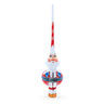 Santa in Red & White Suit Glass Christmas Tree Topper 11 Inches