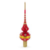 Dimensional White Diamond Trellis on Red Glass Christmas Tree Topper 11 Inches