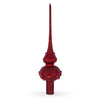 Dimensional Red Jewels Chandelier on Red Glass Christmas Tree Topper 11 Inches