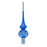 Dimensional White Pearls on Blue Glass Christmas Tree Topper 11 Inches