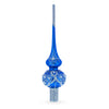 Dimensional White Pearls on Blue Glass Christmas Tree Topper 11 Inches