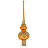 White and Golden Jewels on Sparkling Orange Glass Christmas Tree Topper 11 Inches