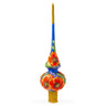 Poppy Flowers on Blue Glass Christmas Tree Topper 11 Inches