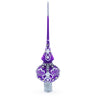 Dimensional White Roses on Purple Glass Christmas Tree Topper 11 Inches