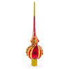 Dimensional Red Jewels on Golden Spirals Glass Christmas Tree Topper 11 Inches