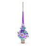 Dimensional Roses on PurpleGlass Christmas Tree Topper 11 Inches