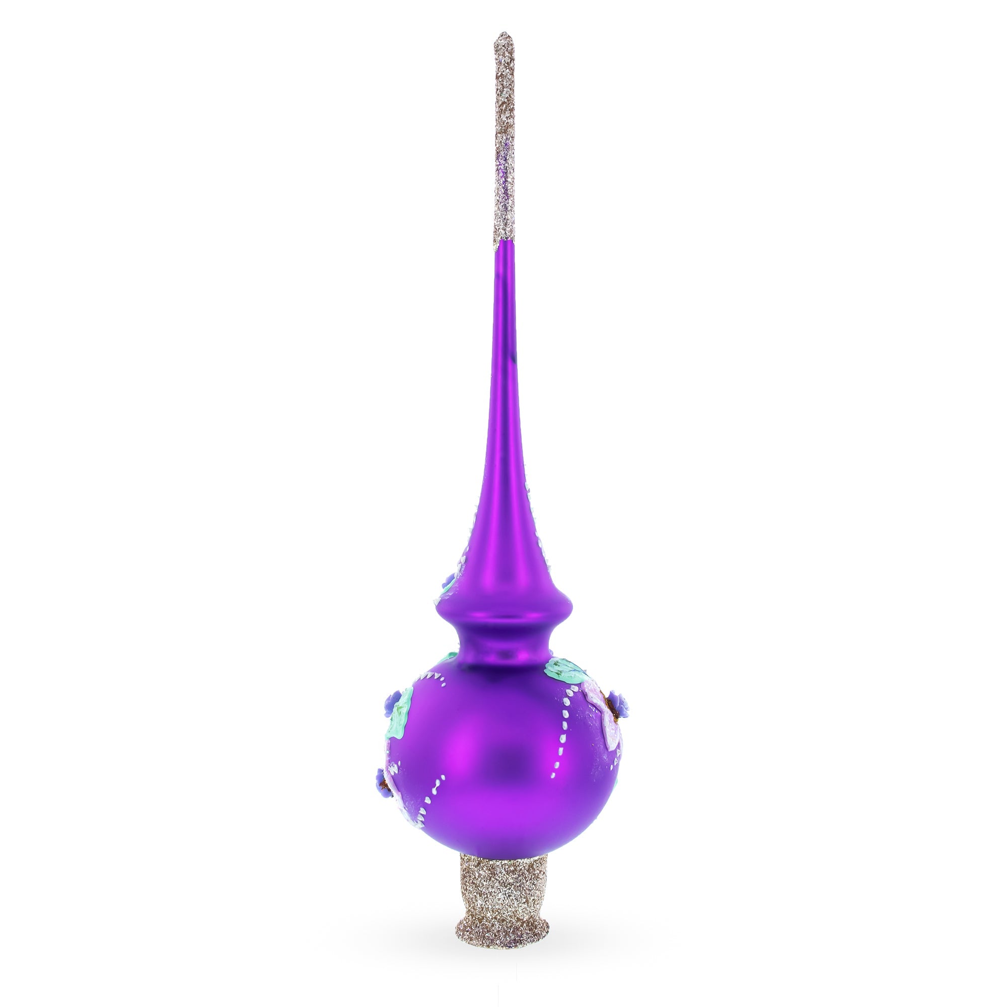 Dimensional Roses on PurpleGlass Christmas Tree Topper 11 Inches