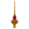 Dimensional Golden Jewels on Red Glass Christmas Tree Topper 11 Inches