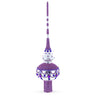 Jeweled Purple Chandelier on White Glass Christmas Tree Topper 11 Inches