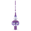 Jeweled Purple Chandelier on White Glass Christmas Tree Topper 11 Inches