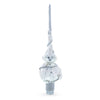 White Roses with Leaves on White Glass Christmas Tree Topper 11 Inches