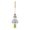 Dimensional Blue and Red Jewels on Silver Glass Christmas Tree Topper 11 Inches