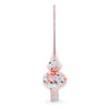 Pink Flowers on Metallic Rose Pink Glass Christmas Tree Topper 11 Inches