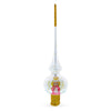 Angel on White Golden Flowers Bouquet Glass Christmas Tree Topper 11 Inches