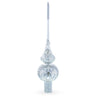 White Jewels Star on Glossy Silver Glass Christmas Tree Topper 11 Inches
