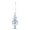 White Jewels Star on Glossy Silver Glass Christmas Tree Topper 11 Inches