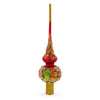 Red and Green Leaves on Red Glass Tree Topper