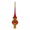 Golden Scrolls on Red Glass Tree Topper