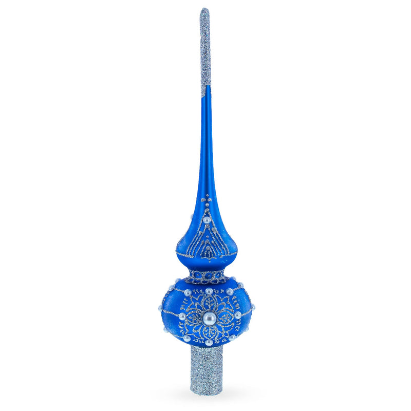 Silver Web on Blue Glass Tree Topper