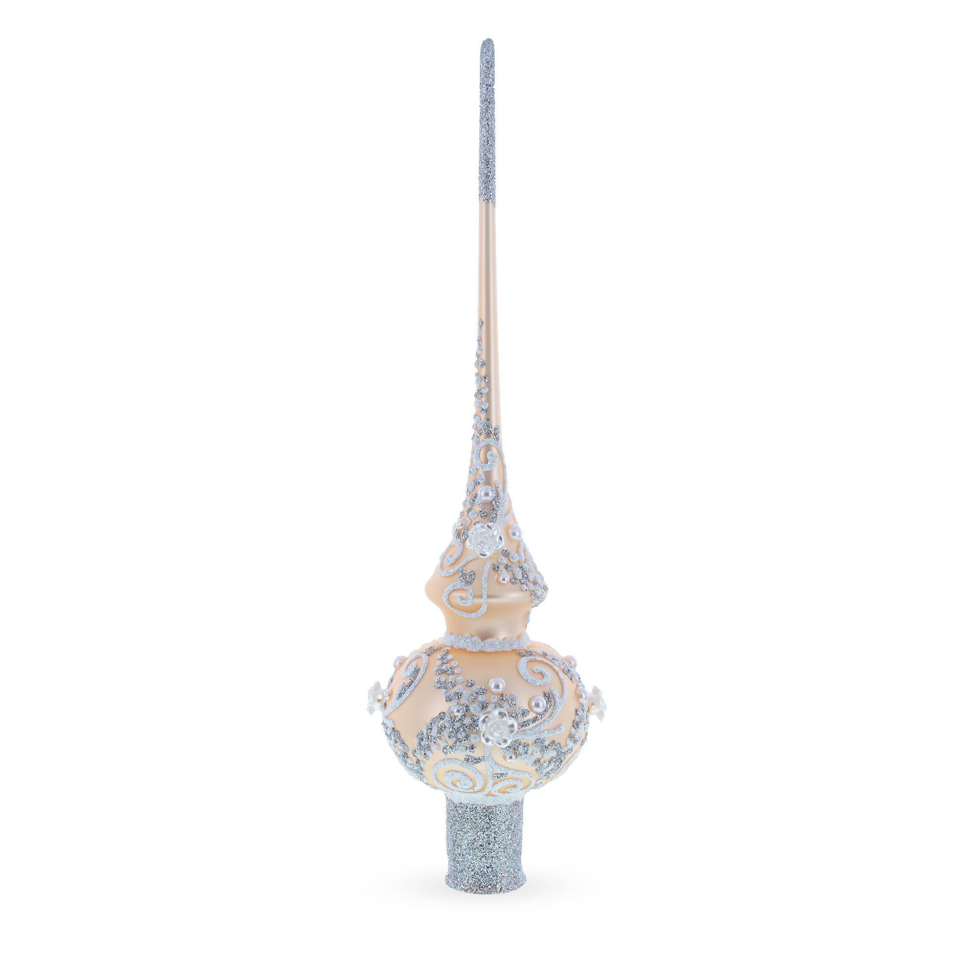 White Swirls on Champagne Glass Tree Topper