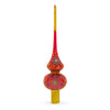 Radiant Jeweled Snowflake on Red Glass Christmas Tree Topper 11 Inches