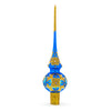 Jeweled Golden Leaves on Blue Glass Christmas Tree Topper 11 Inches