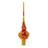 Luxurious Crimson Red with Golden Glitter Glass Christmas Tree Topper