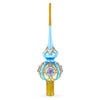 Elegant Blue and Purple Jewel-Encrusted Glass Tree Topper 11 Inches