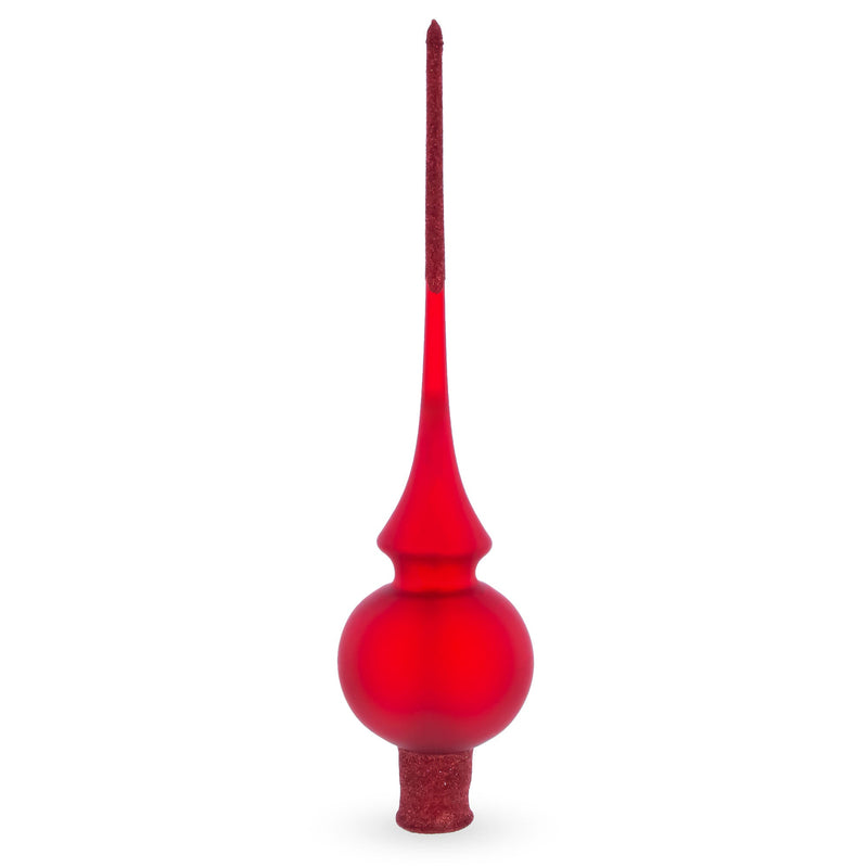 Translucent Red Glass Christmas Tree Topper 11 Inches