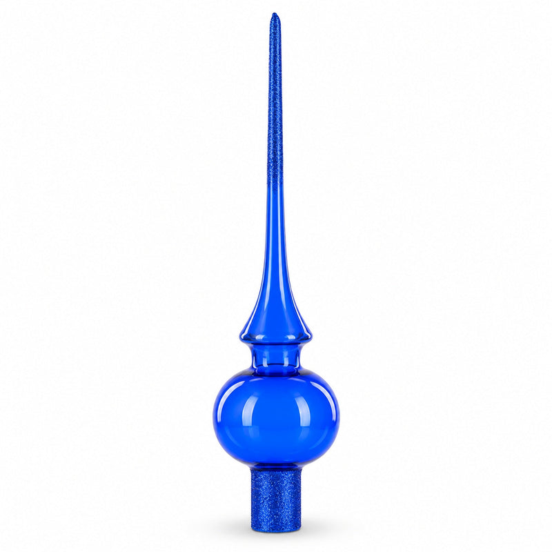 Translucent Blue Glass Christmas Tree Topper 11 Inches