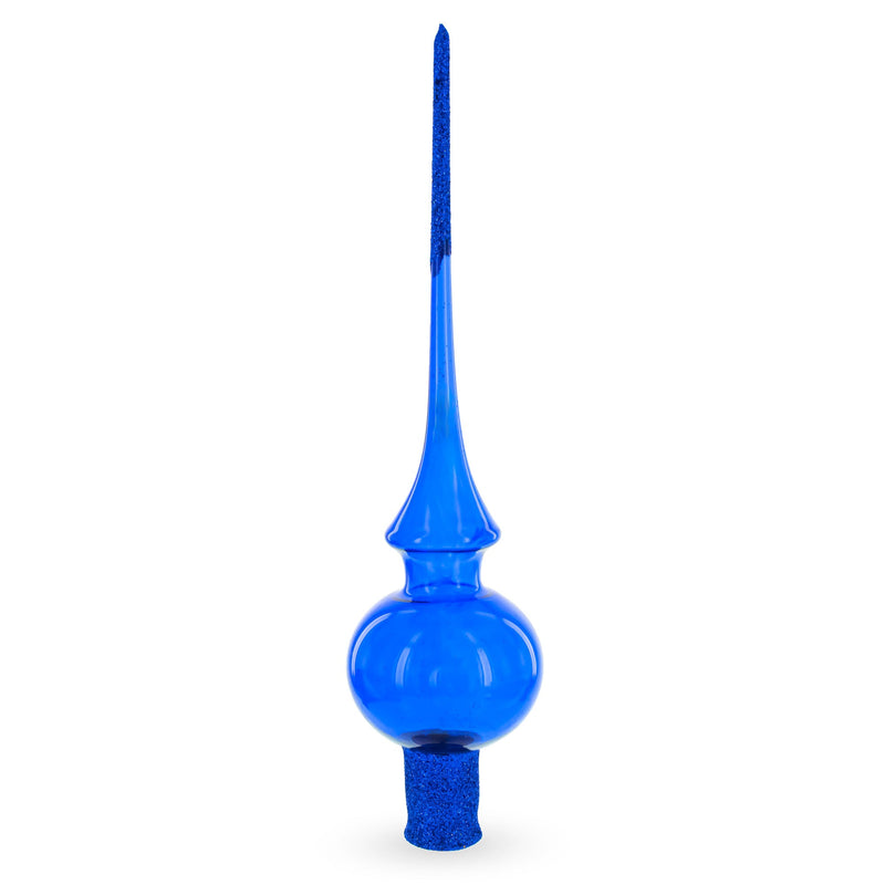 Translucent Blue Glass Christmas Tree Topper 11 Inches