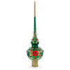 Regal Emerald & Red Glass Christmas Tree Topper 11 Inches