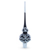Black & White Scroll Pear Glass Christmas Tree Topper 11 Inches