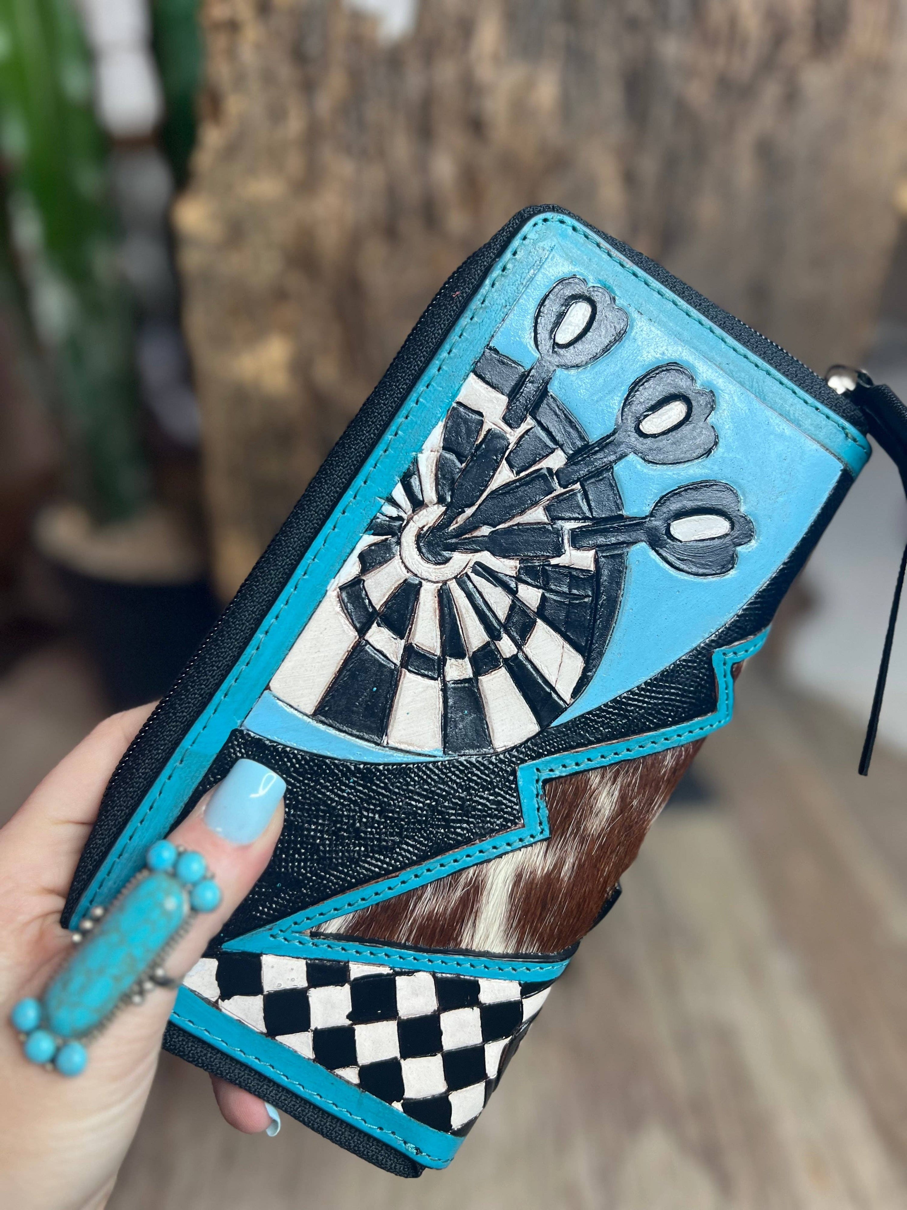 Turquoise Rocker Electric Rodeo Large Zippered Wallet | HT Animal Supply
