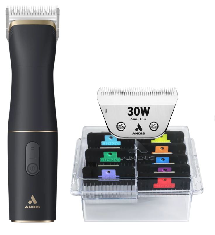 beSPOKE Cordless Clipper with #30W Blade and 8Pc Wide Comb Attachment Bundle by Andis