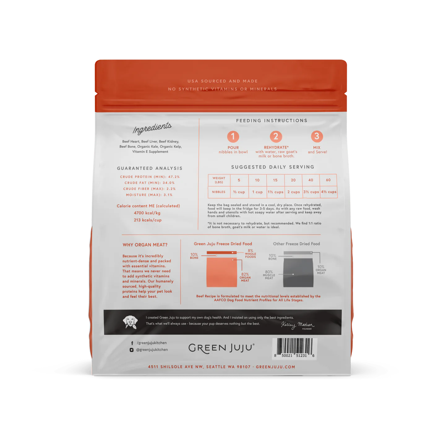 Green Juju Beef Recipe Freeze Dried Dog Food (14OZ)