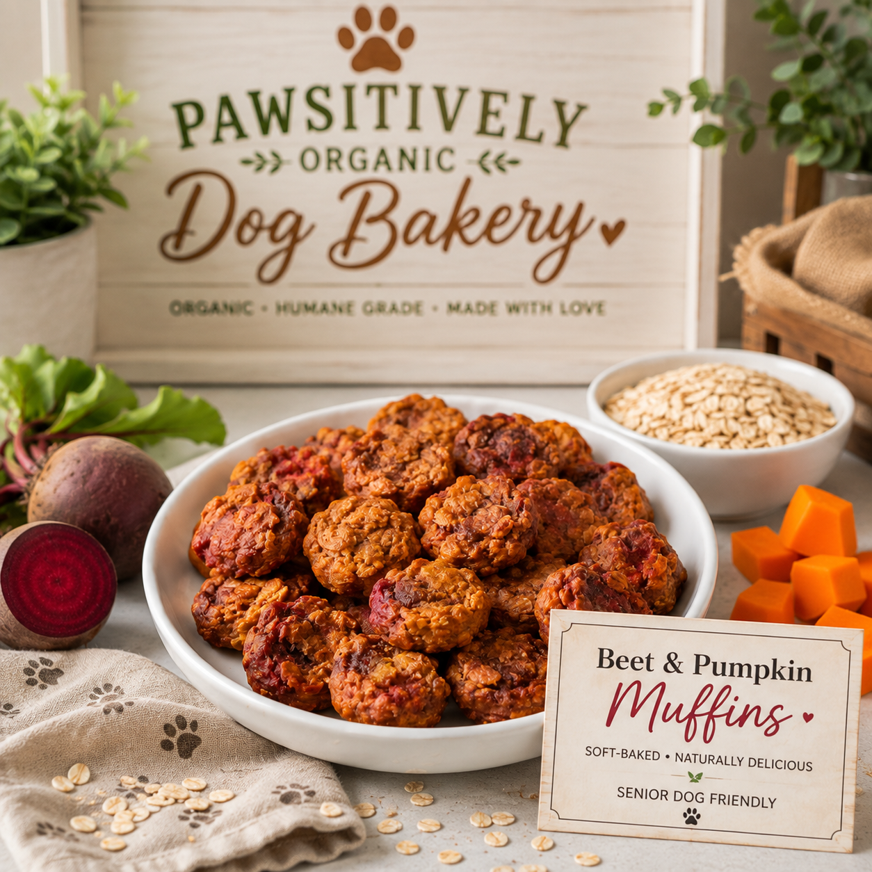 Beet Pumpkin Dog Mini Muffins | Organic Beet Dog Treats