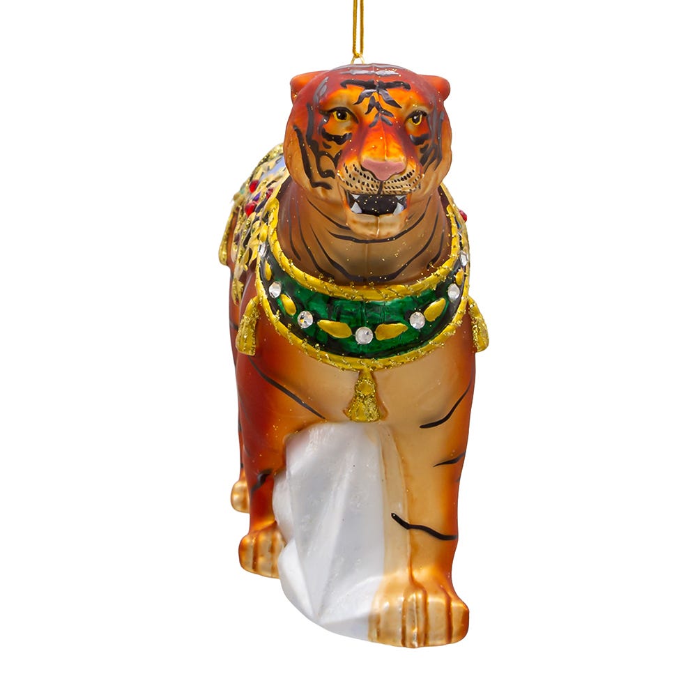 Kurt Adler 6.5-Inch Bellissimo Glass Tiger Ornament