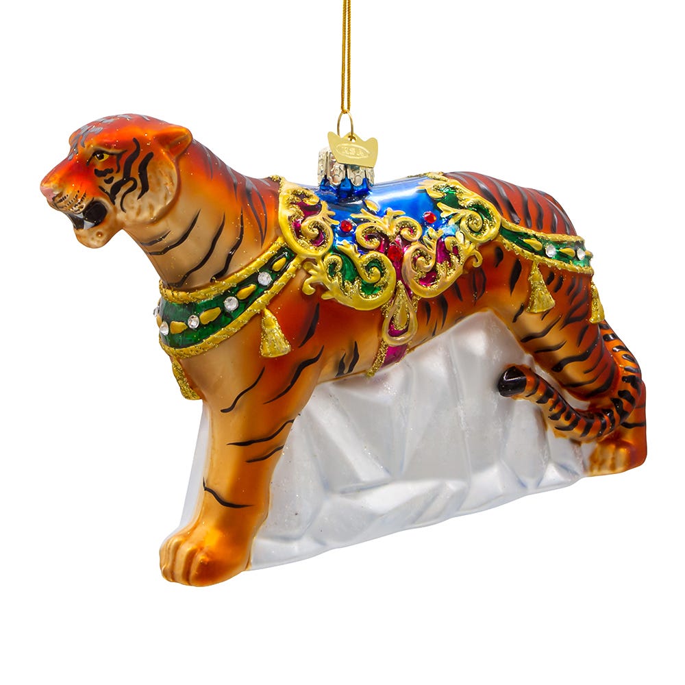 Kurt Adler 6.5-Inch Bellissimo Glass Tiger Ornament