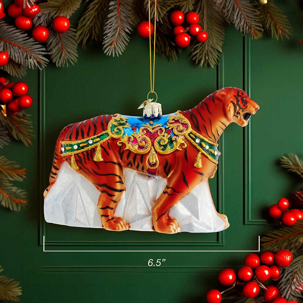 Kurt Adler 6.5-Inch Bellissimo Glass Tiger Ornament