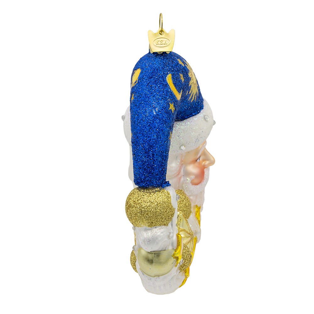 Kurt Adler 5-Inch Bellissimo Glass Moon Santa Ornament