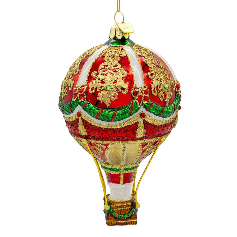 Kurt Adler 6-Inch Bellissimo Glass Hot Air Balloon Ornament